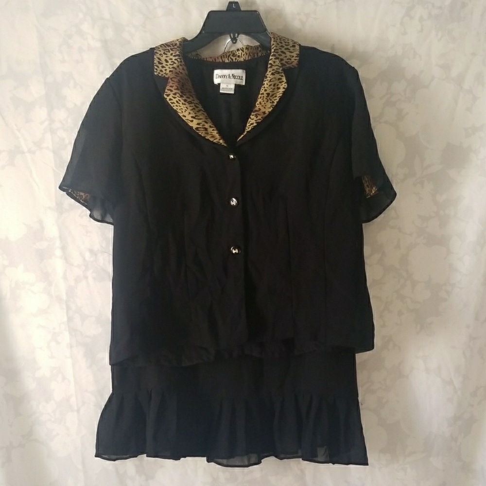 Two Piece Cheetah Skirt Suit